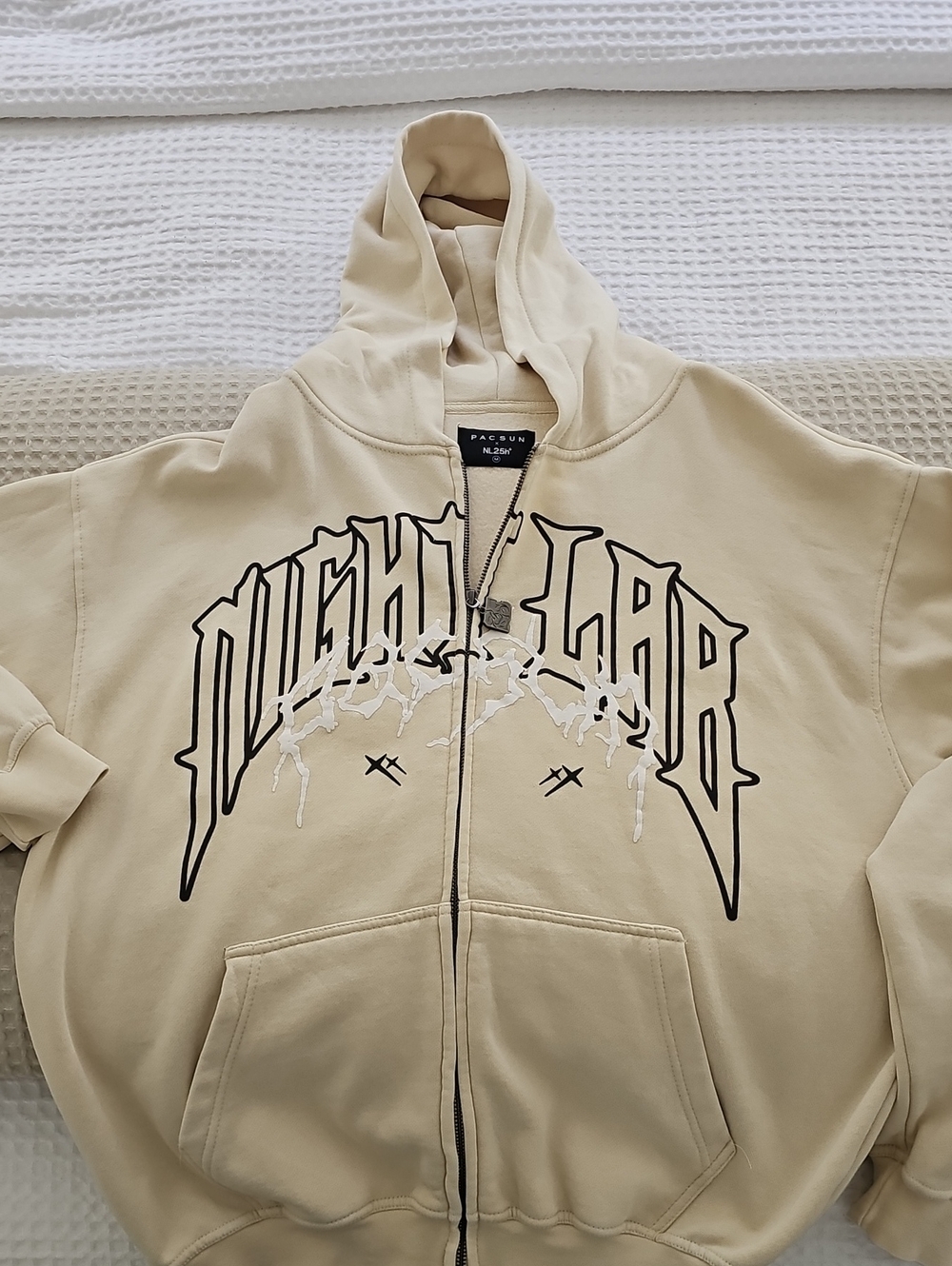 PacSun Night Lab Beige Zip-Up Hoodie Mens M like new